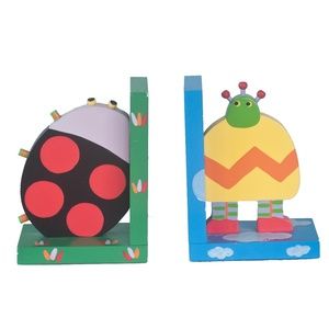 TATUTINA Studio Robot & Bug Theme Colorful Kids Wood Library Book-Ends